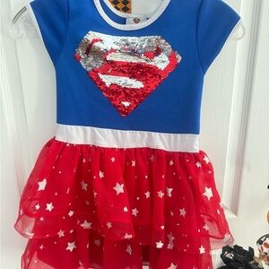Kids Superhero Sequin Dress - Blue and Red